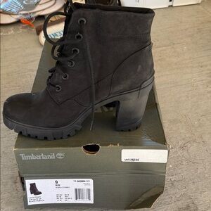 Timberland Women's Black Lace-Up Heeled Boots